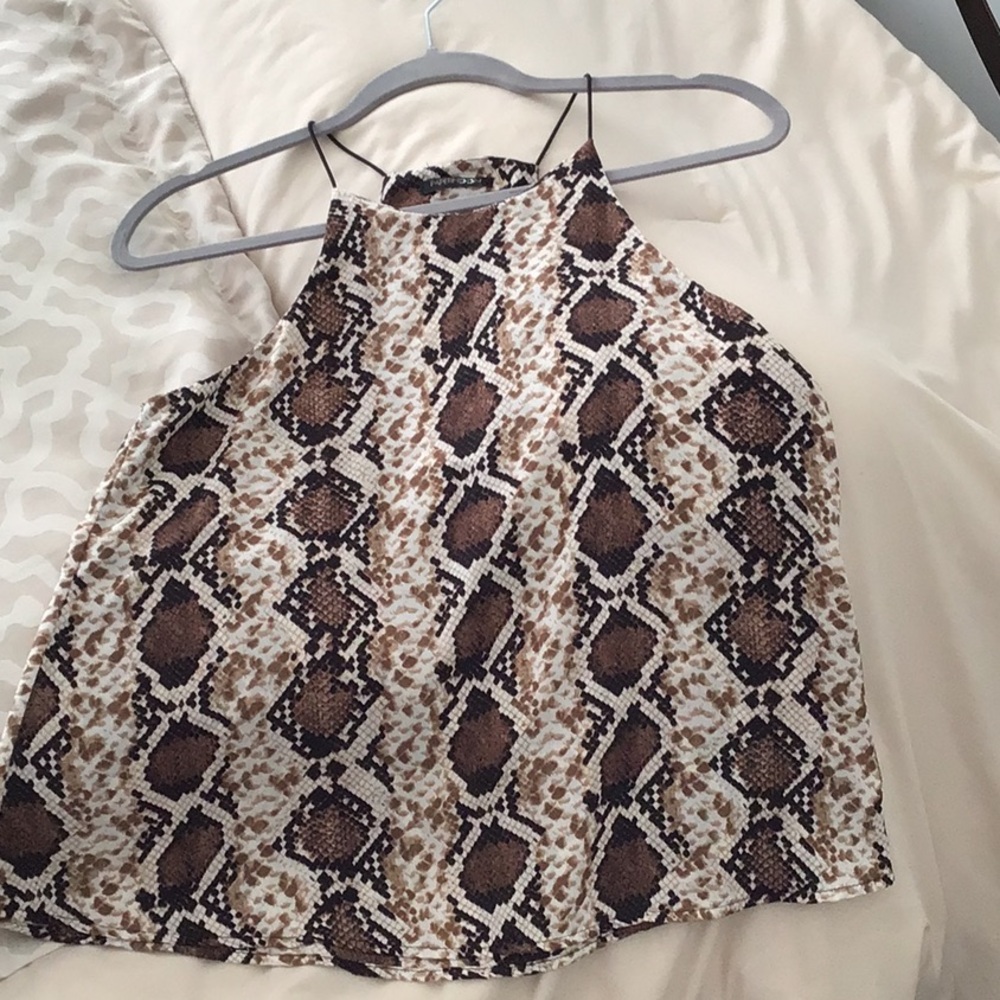 Brown Snake Print Women's Top